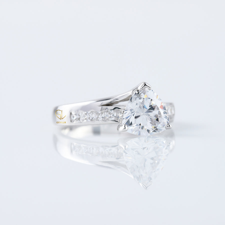 Trillion Cut Moissanite Ring - Bypass Style