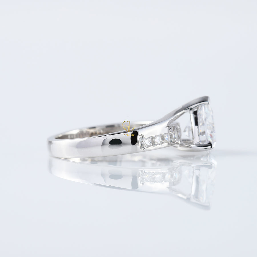 Trillion Cut Moissanite Ring - Bypass Style