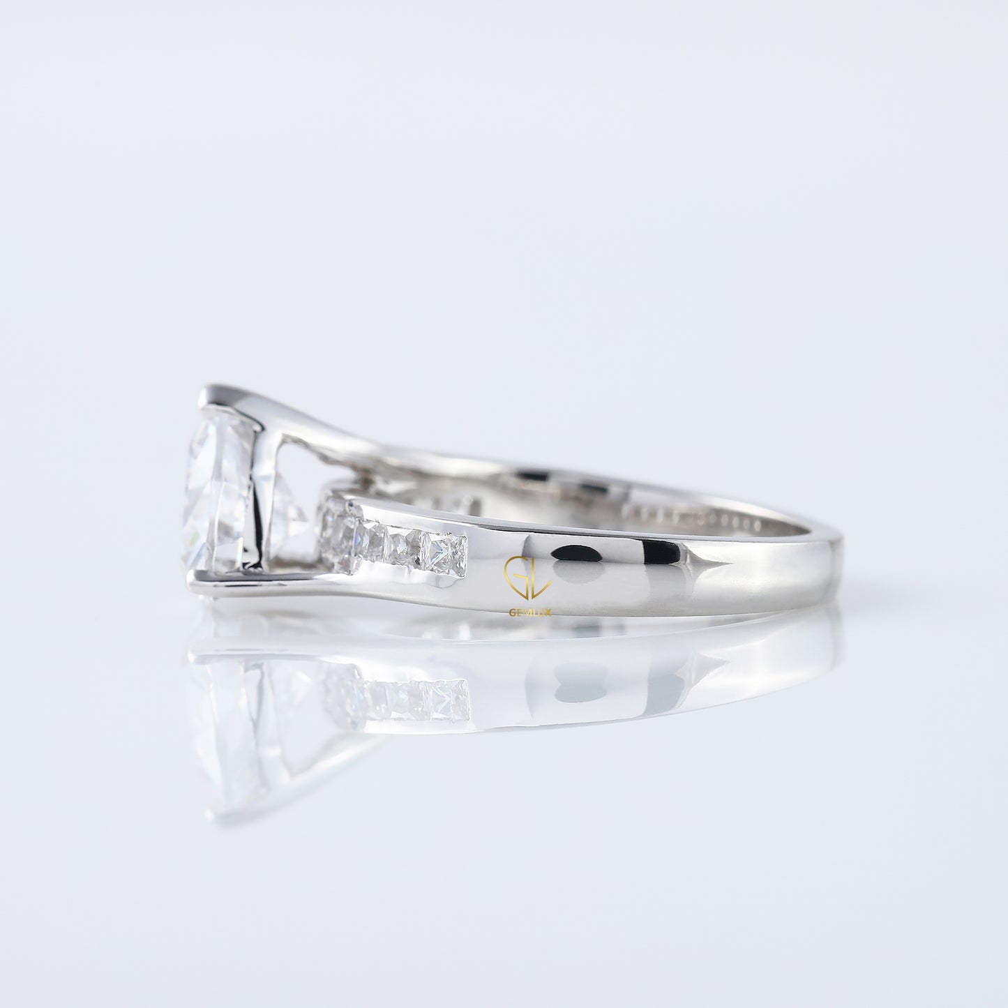 Trillion Cut Moissanite Diamond Bypass Engagement Ring 