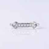 Vintage Inspired Art Deco Round Cut Moissanite Diamond Minimalist Wedding Band
