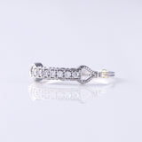 Vintage Inspired Art Deco Round Cut Moissanite Diamond Minimalist Wedding Band