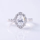 Certified Oval Cut Lab Grown Diamond Art Deco Halo Engagement Ring