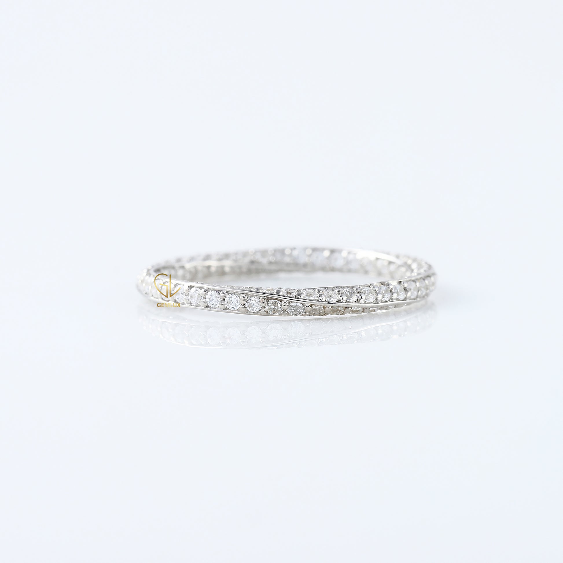 Art Deco Moissanite Diamond Eternity Wedding Band For Her