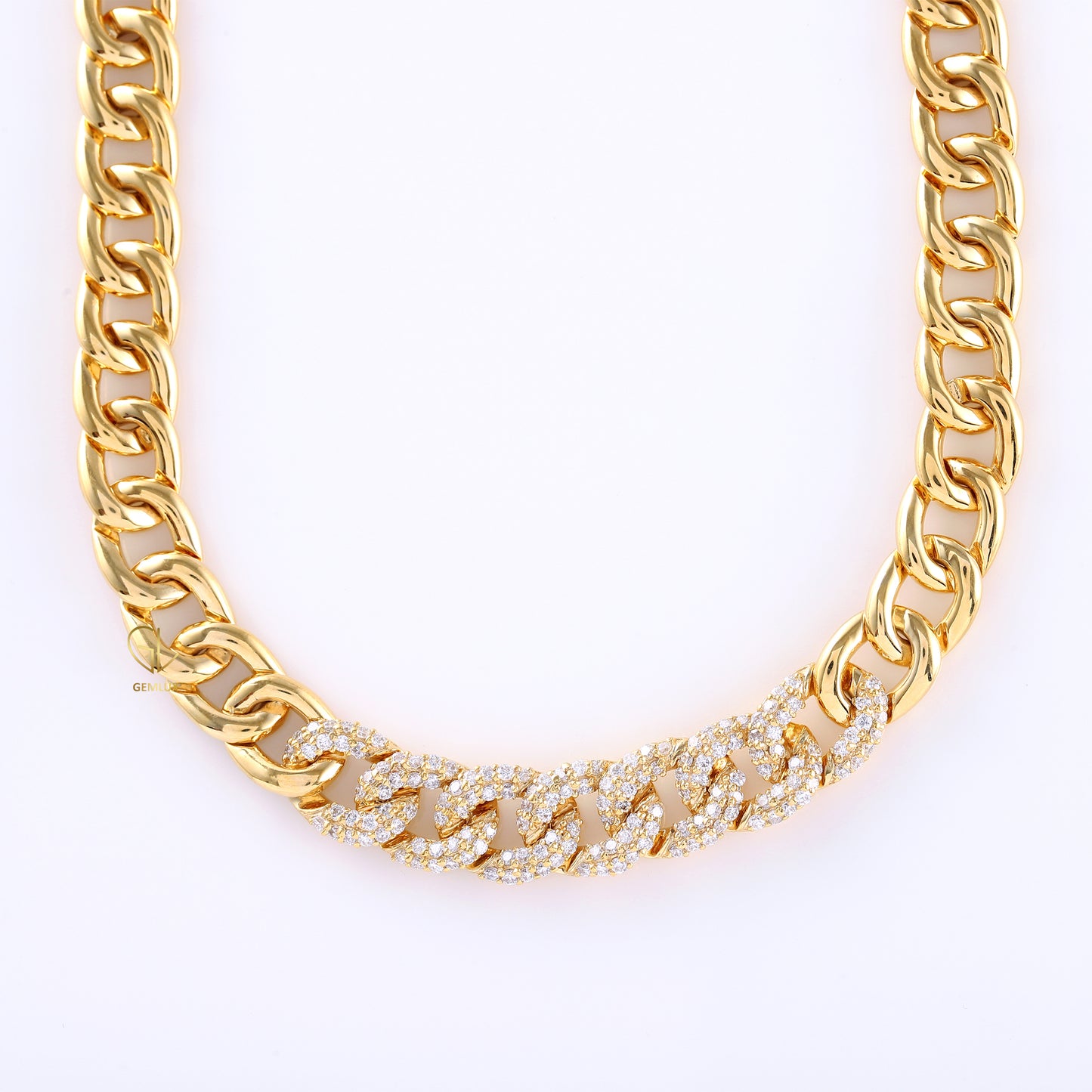 14K Gold Moissanite Cuban Chain Hip Hop Necklace