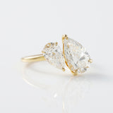 Two Stone Pear Cut Moissanite Toi Et Moi Engagement Ring
