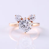 Round-cut three-stone Mickey Mouse inspired lab-grown diamond engagement ring, 10k yellow gold, Gemlux Engagement Collection