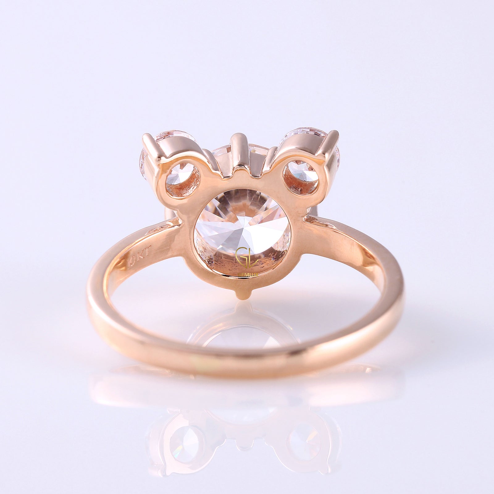 Three Stone Mickey Mouse Certified Round Cut Lab Grown Diamond Engagement Ring