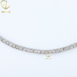 925 Silver Baguette Cut Moissanite Diamond Tennis Chain