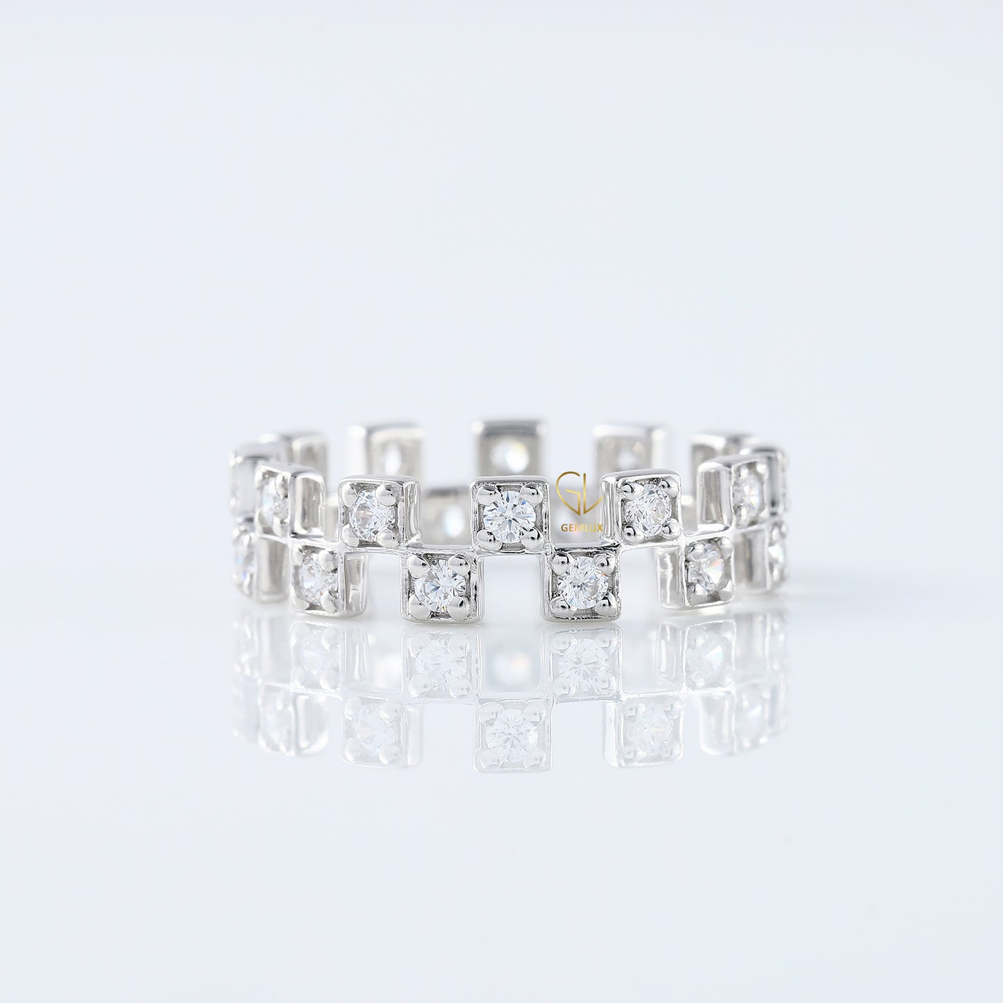 Round Moissanite Diamond Art Deco Eternity Wedding Band For Her