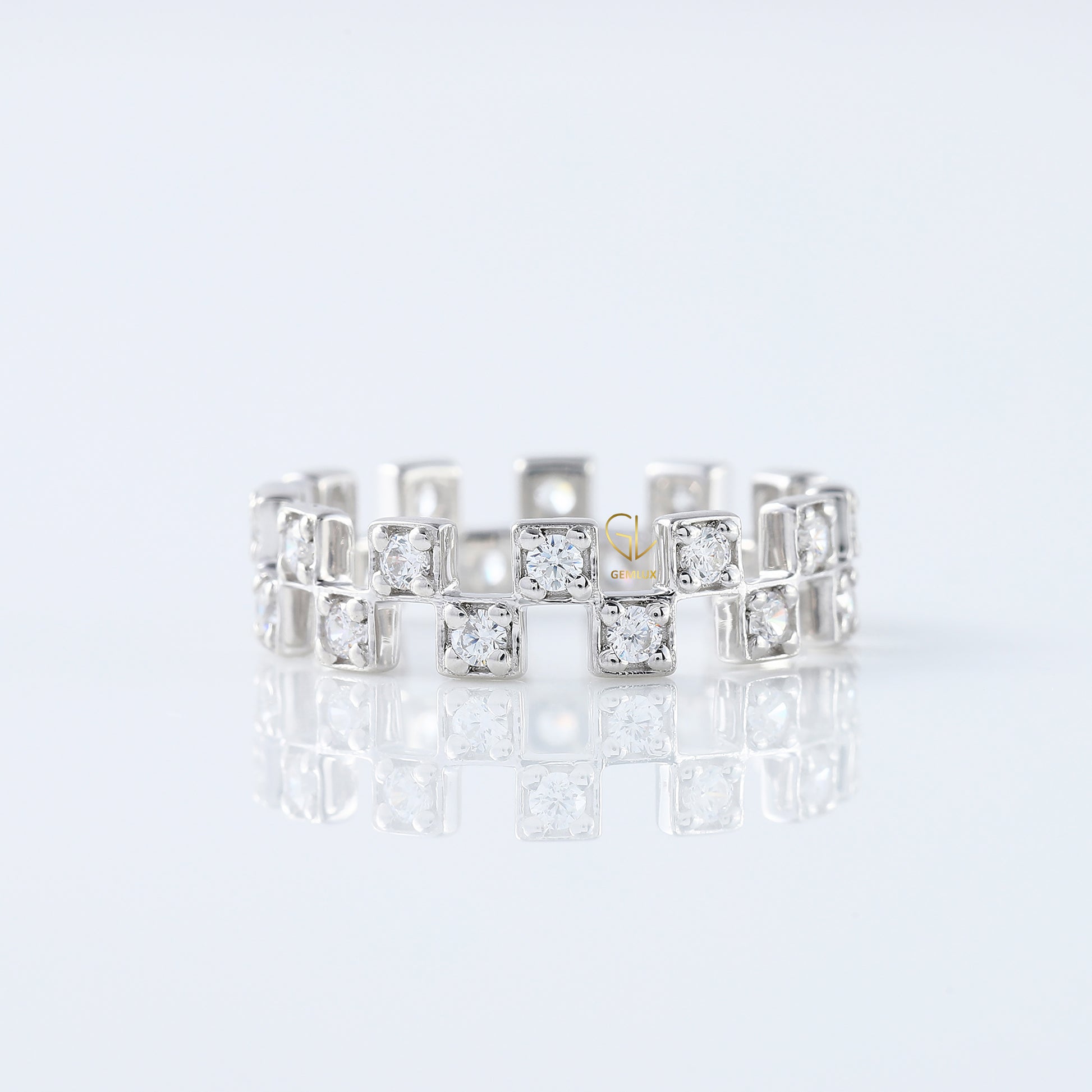 Round Moissanite Diamond Art Deco Eternity Wedding Band For Her