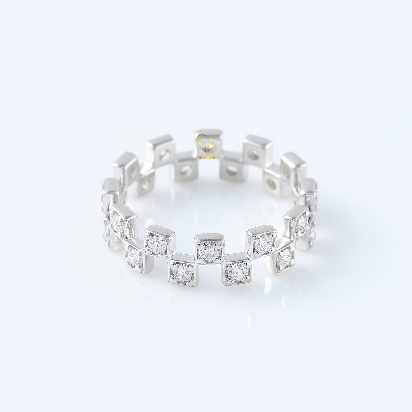 Art Deco Round Cut Lab Grown Diamond Eternity Wedding Band For Her