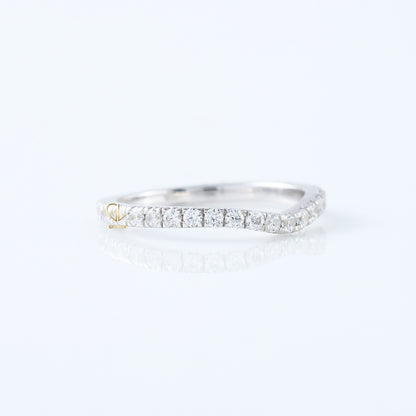 Minimalist Ring, Round Cut Lab Grown Diamond Curved Wedding Ring