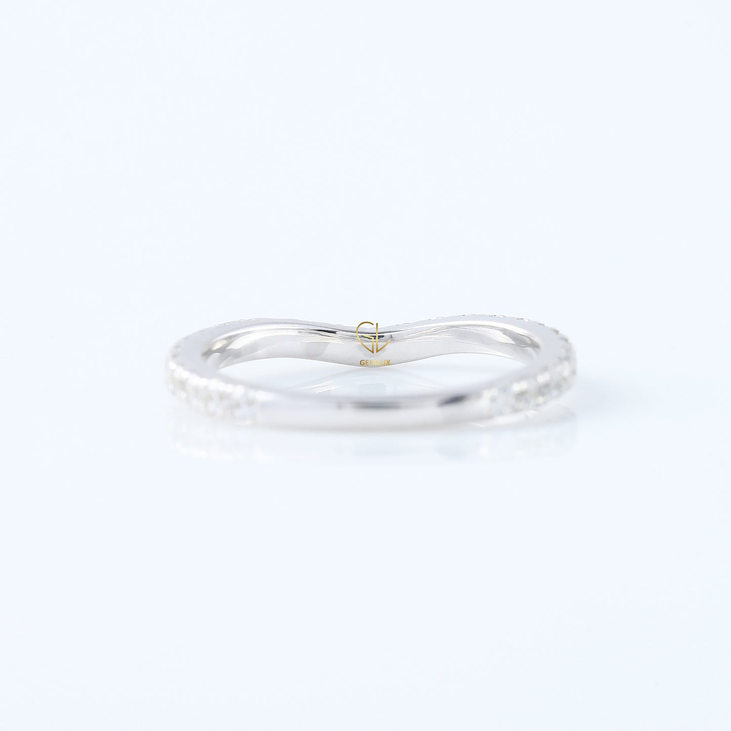 Minimalist Ring, Round Cut Lab Grown Diamond Curved Wedding Ring