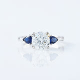 Round Cut Lab Grown Diamond Three Stone Engagement Ring