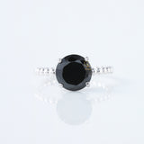 Round Cut Black Moissanite Diamond Solitaire Bubble Engagement Ring