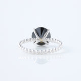 Round Cut Black Moissanite Diamond Solitaire Bubble Engagement Ring