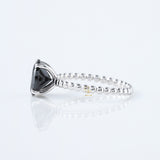 Round Cut Black Moissanite Diamond Solitaire Bubble Engagement Ring