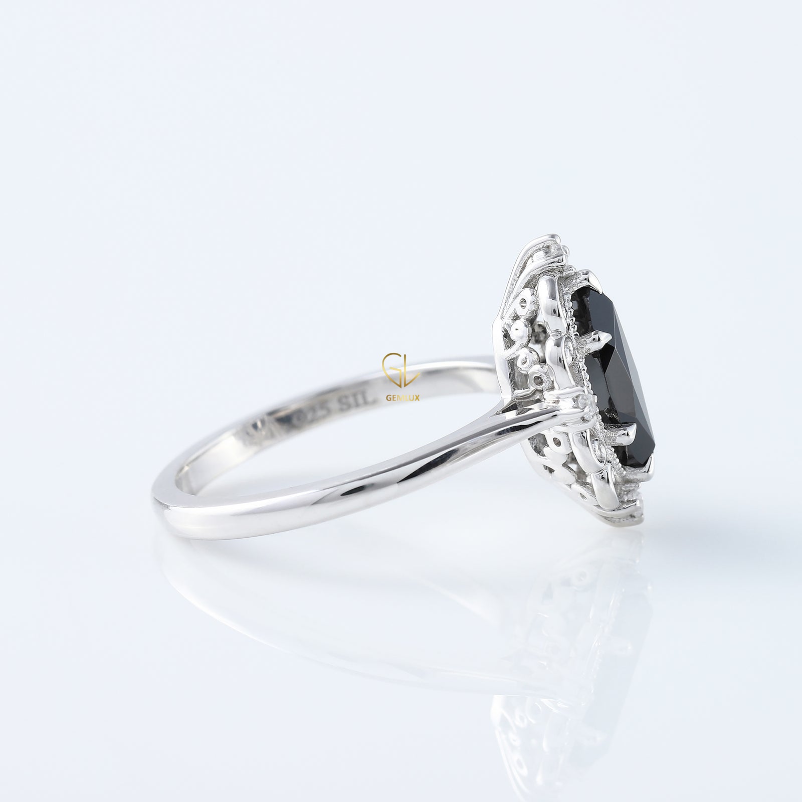 Vintage Inspired Marquise Cut Moissanite Diamond Solitaire Engagement Ring