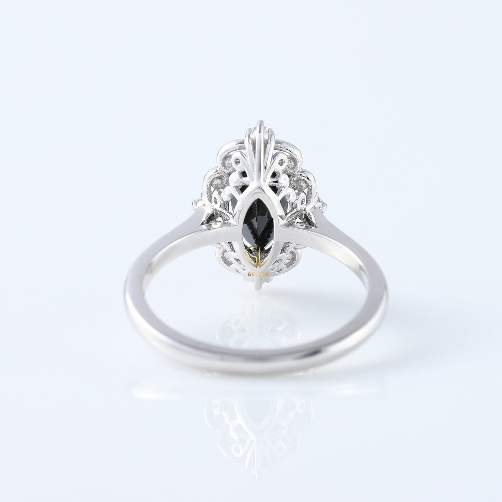 Vintage Inspired Marquise Cut Moissanite Diamond Solitaire Engagement Ring