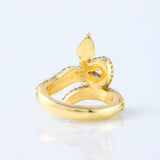 Bling Bling Lab Grown Diamond Green Emerald Eye Snake Finger Ring