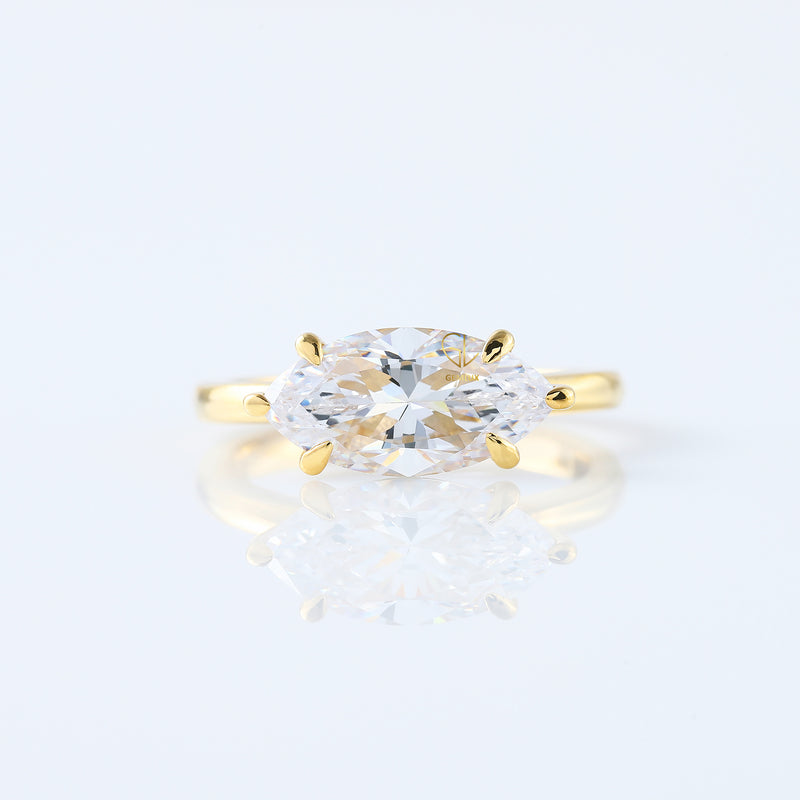 Marquise Cut East West Diamond Solitaire Ring