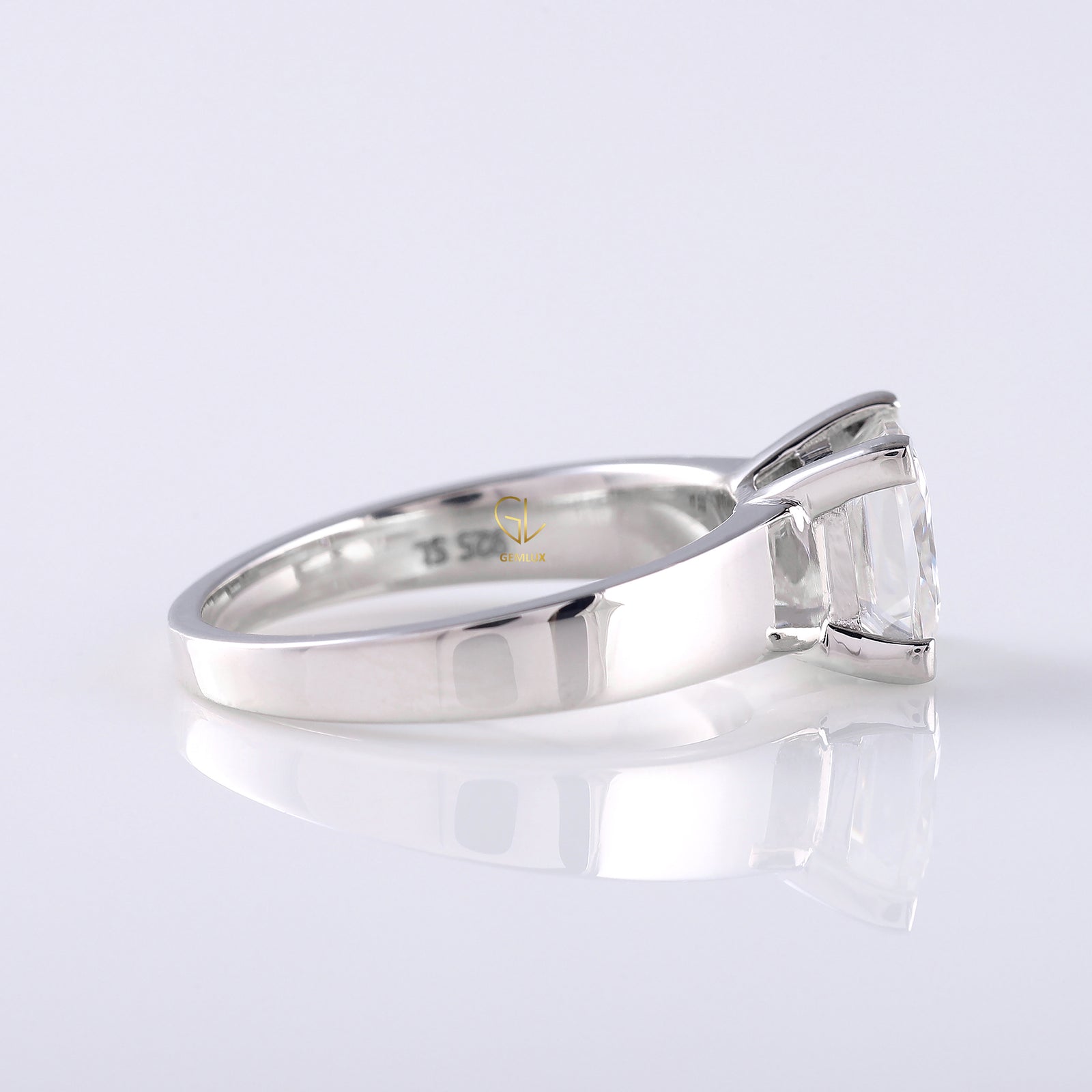Men's Engagement Ring, Princess Cut Moissanite Diamond Wide Band Men's Solitaire Ring 