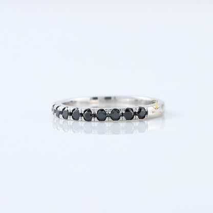 Round Cut Black Moissanite Diamond Eternity Wedding Band