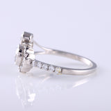 Round Moissanite Bezel Set Cluster Ring, unique design ring