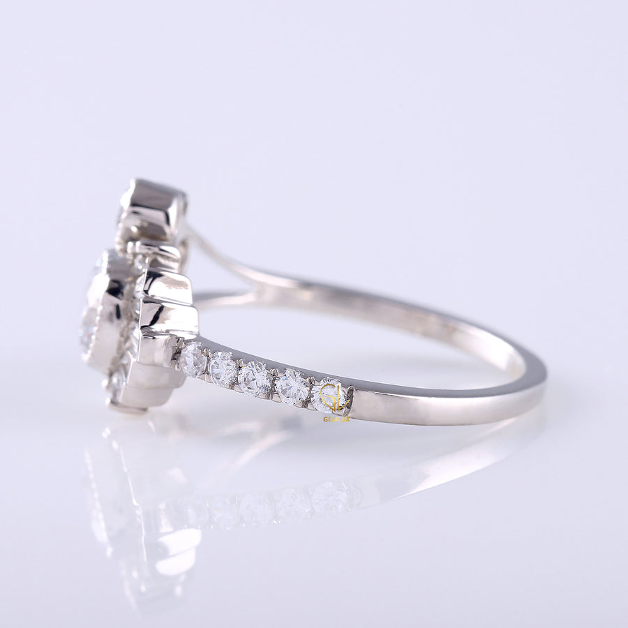 Round Moissanite Bezel Set Cluster Ring