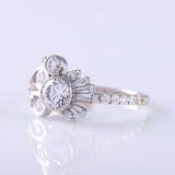 Round Moissanite Bezel Set Cluster Ring, unique design ring