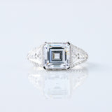 Vintage Art Deco IGI Certified Asscher Cut Lab Grown Diamond Engagement Ring