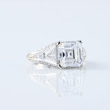 Vintage Art Deco Asscher Cut Moissanite Diamond Engagement Ring
