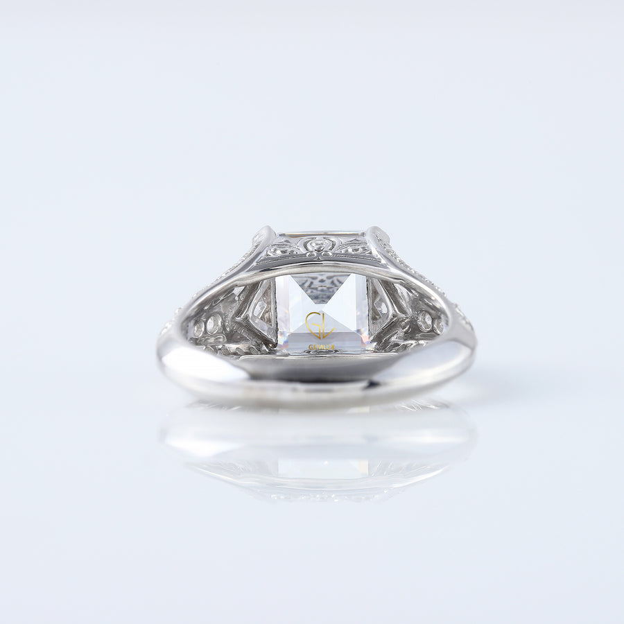 Asscher Cut Moissanite Vintage Engagement Ring