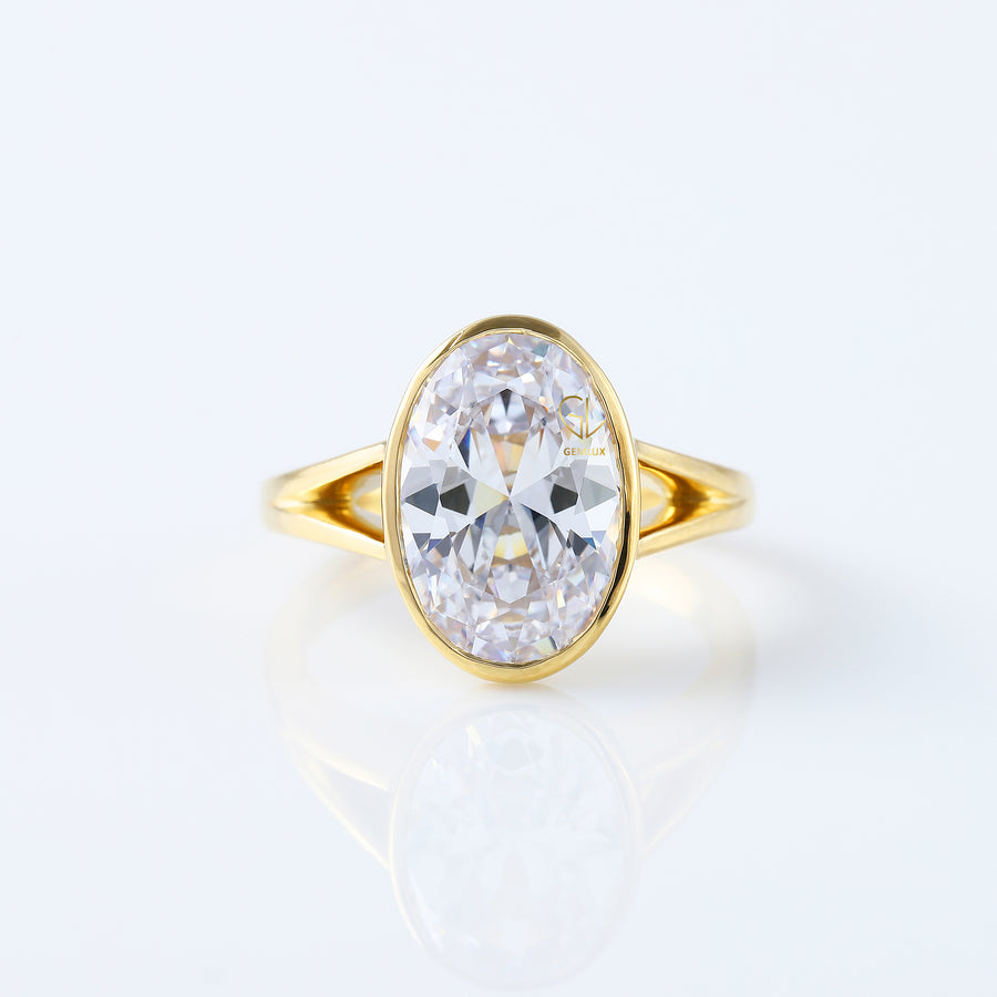 IGI Certified Oval Cut Diamond Solitaire Split Shank Ring