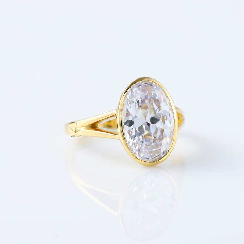 IGI Certified Oval Cut Diamond Solitaire Split Shank Ring