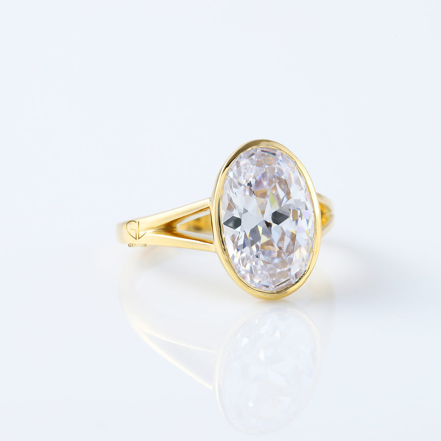 IGI Certified Oval Cut Diamond Solitaire Split Shank Ring