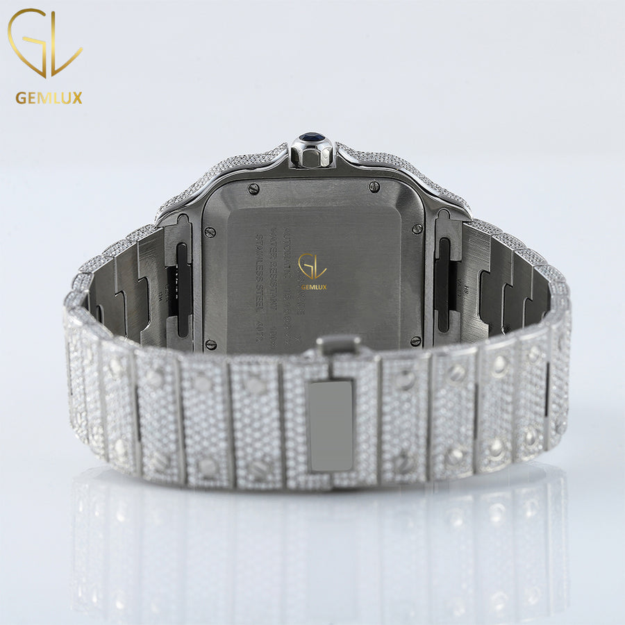 Iced Out Roman Blue Dial D VVS Moissanite Watch