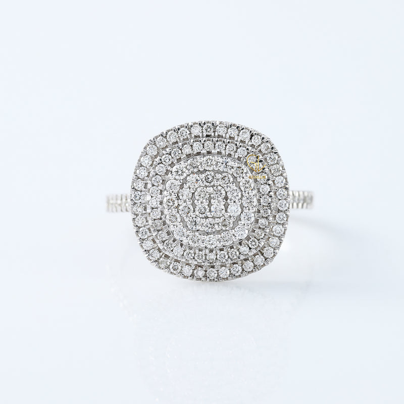 Round Lab Grown Diamond Cluster Engagement Ring