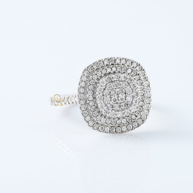 Round Lab Grown Diamond Cluster Engagement Ring