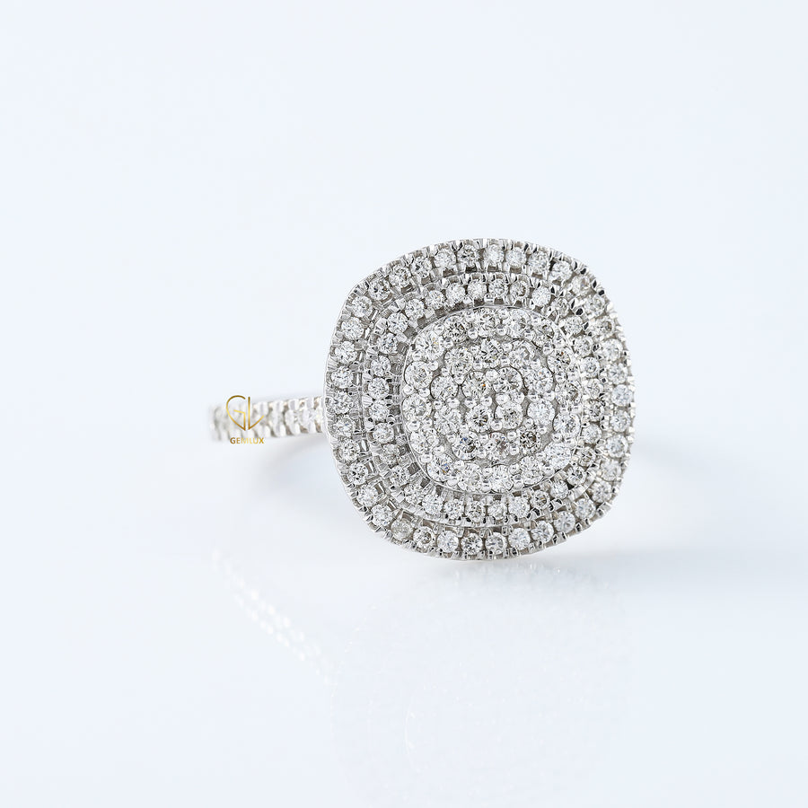 Round Lab Grown Diamond Cluster Engagement Ring