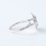 Round Cut Lab Grown Diamond Square Halo Cluster Engagement Ring