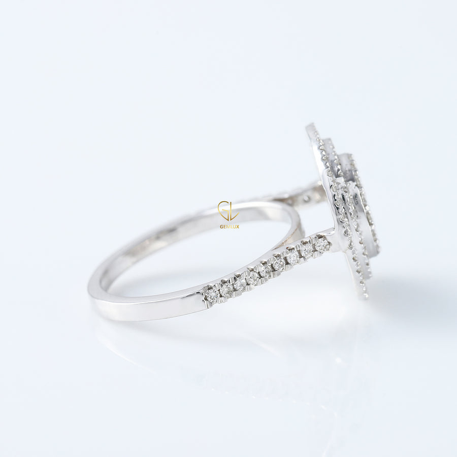 Round Lab Grown Diamond Cluster Engagement Ring