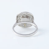 Round Cut Lab Grown Diamond Square Halo Cluster Engagement Ring