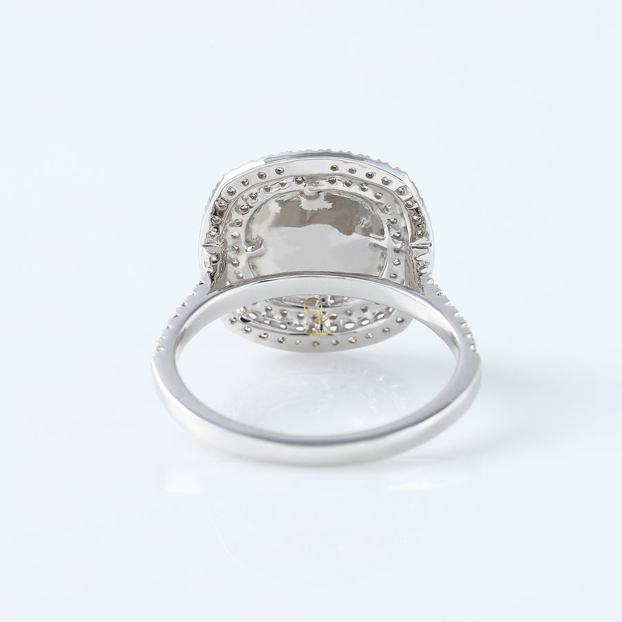 Round Lab Grown Diamond Cluster Engagement Ring