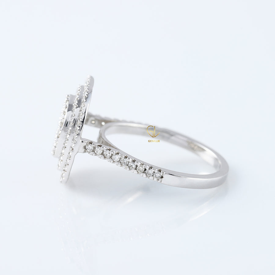 Round Lab Grown Diamond Cluster Engagement Ring
