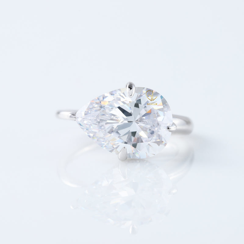 Pear Cut East West Diamond Hidden Halo Ring