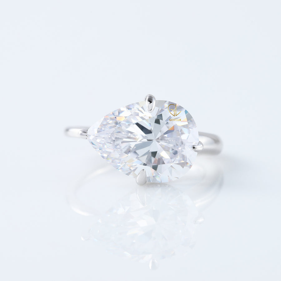 Pear Cut East West Diamond Hidden Halo Ring