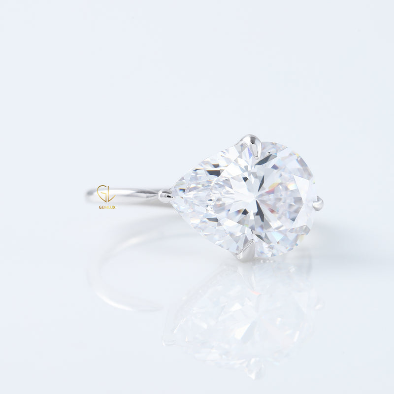 Pear Cut East West Diamond Hidden Halo Ring