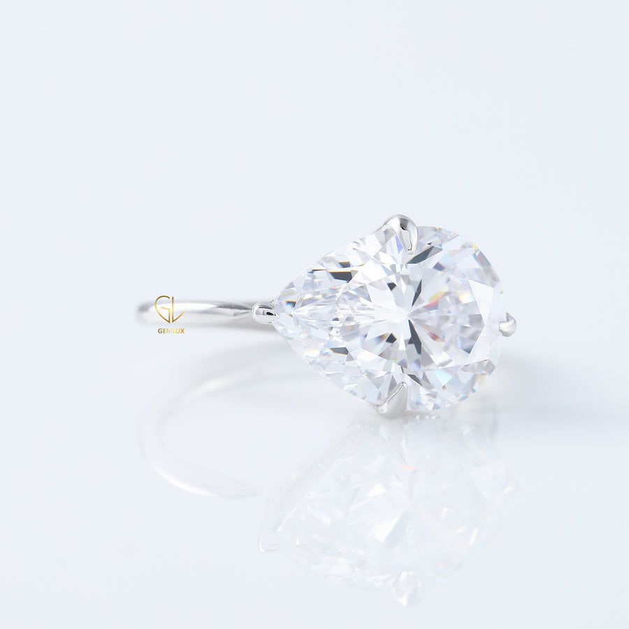 Pear Cut East West Diamond Hidden Halo Ring