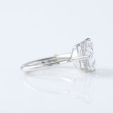 Certified East To West Pear Cut Lab Grown Diamond Hidden Halo Classic Solitaire Engagement Ring